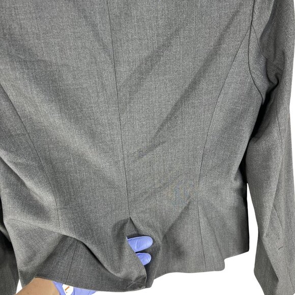 Calvin Klein NEW Womens 10 Gray Fully Lined Blazer Two Silver Button Old Money - Picture 8 of 15